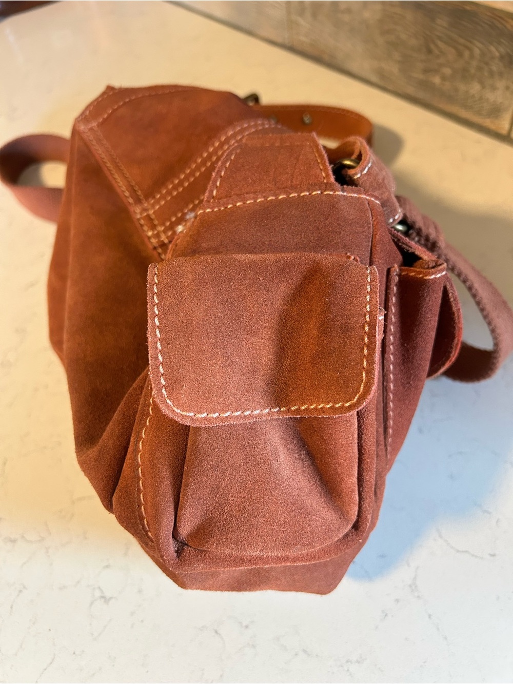 Free People Wylie Suede Saddle Shoulder Crossbody Bag in Rust - Picture 13 of 16